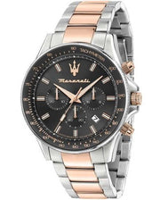 Maserati SFIDA Chronograph Grey Dial Two Tone Steel Strap Watch for Men - R8873640021