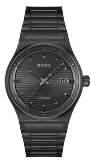 Hugo Boss Candor Automatic Black Dial Black Steel Strap Watch for Men - 1514120