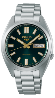 Seiko 5 Sports Automatic Green Dial Silver Steel Strap Watch for Men - SRPL57K1
