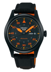 Seiko 5 Sports Flieger Pilot Automatic Black Dial Black Nylon Strap Watch for Men - SRPH33K1