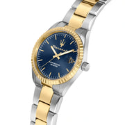 Maserati Competizione Blue Dial Two Tone Steel Strap Watch for Men - R8853100027