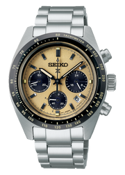 Seiko Prospex Speedtimer Solar Chronograph Gold Dial Silver Steel Strap Watch for Men - SSC817