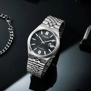 Citizen Tsuyosa 60 Automatic Black Dial Silver Steel Strap Watch for Men - NK0020-55E