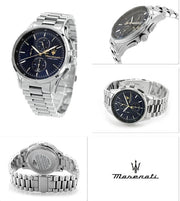 Maserati Sorpasso Chronograph Blue Dial Silver Steel Strap Watch for Men - R8873624004