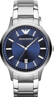 Emporio Armani Renato Blue Dial Silver Steel Strap Watch for Men - AR11180