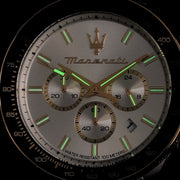 Maserati SFIDA Chronograph Silver Dial Two Tone Steel Strap Watch for Men - R8873640024