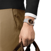 Tissot PRX Powermatic 80 18K Gold Brown Dial Silver Steel Strap Watch for Men - T931.407.41.291.00