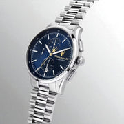 Maserati Sorpasso Chronograph Blue Dial Silver Steel Strap Watch for Men - R8873624004