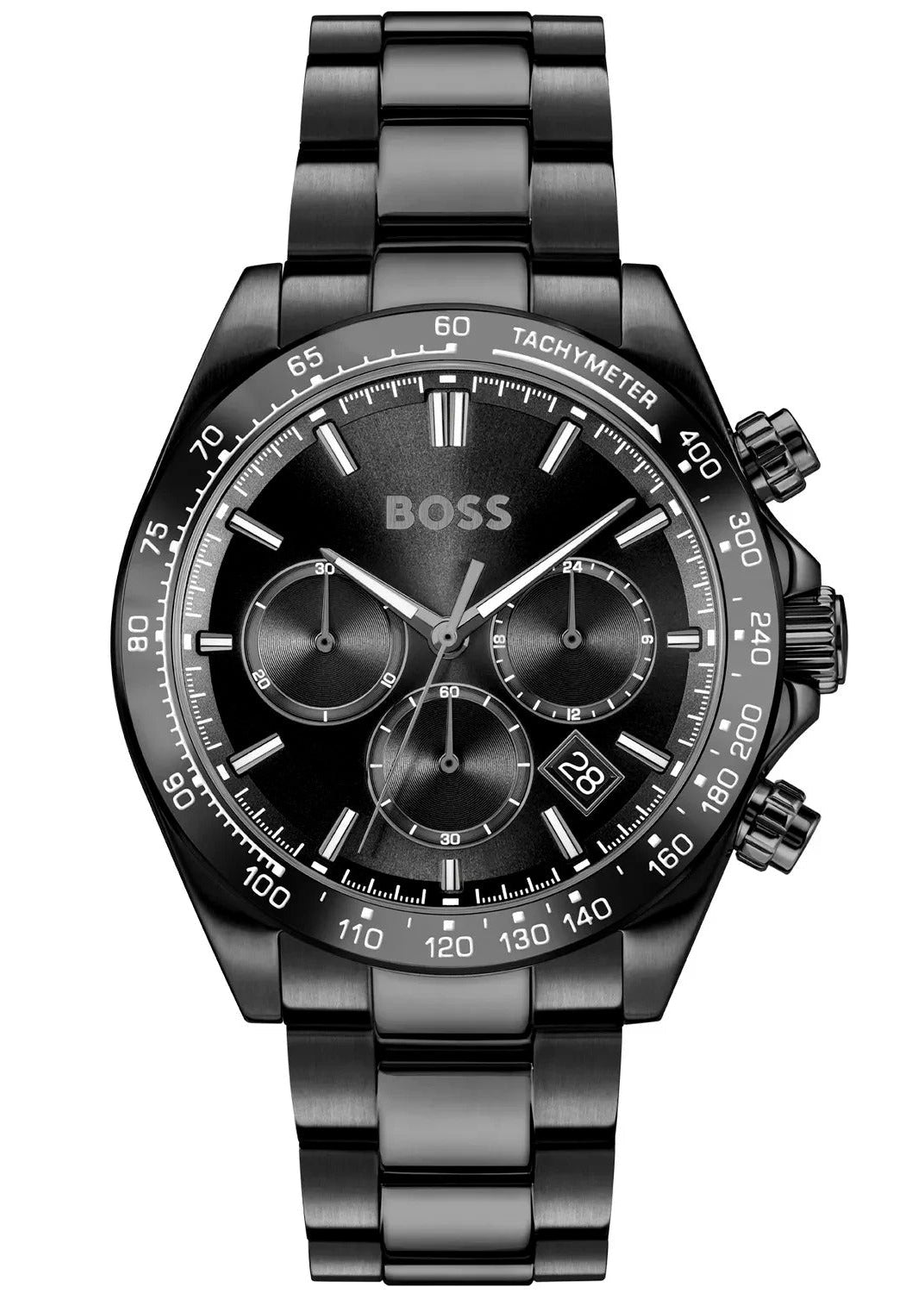 Hugo Boss Hero 2.0 Chronograph Black Dial Black Steel Strap Watch for Men - 1514271