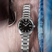 Tissot PR 100 Black Dial Silver Steel Strap Watch for Men - T150.410.11.051.00