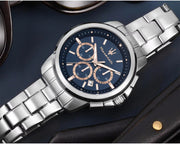 Maserati Successo Chronograph Blue Dial Silver Steel Strap Watch for Men - R8873621037