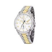 Maserati Sorpasso Chronograph White Dial Two Tone Steel Strap Watch for Men - R8873624003