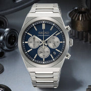 Seiko Conceptual Chronograph Blue Dial Silver Steel Strap Watch for Men- SSB453P1