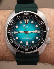 Seiko US Special Edition Automatic Green Dial Silver Steel Strap Watch for Men - SRPH57