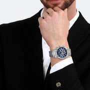 Maserati Attrazione Chronograph Blue Dial Silver Steel Strap Watch for Men - R8853151005