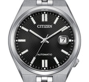 Citizen Tsuyosa 60 Automatic Black Dial Silver Steel Strap Watch for Men - NK0020-55E