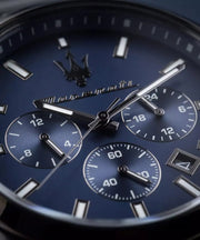 Maserati Attrazione Chronograph Blue Dial Grey Steel Strap Watch for Men - R8853151012