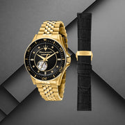 Maserati SFIDA Special Edition Automatic Black Dial Gold Steel Strap Watch for Men - R8823140012