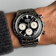 Seiko 5 Sport Chronograph Black Dial Silver Steel Strap Watch for Men - SSB479P1