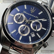 Maserati Attrazione Chronograph Blue Dial Silver Steel Strap Watch for Men - R8853151005