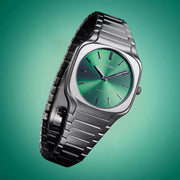 D1 Milano Square Eden Green Dial Silver Steel Strap Watch for Men - D1-SQBJ06