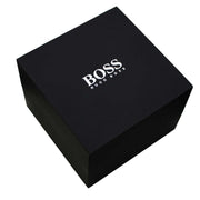 Hugo Boss Skytraveller Chronograph Silver Dial Black Leather Strap Watch for Men - 1514147