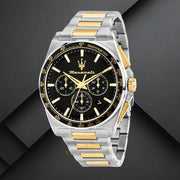 Maserati Velocità Chronograph Black Dial Two Tone Steel Strap Watch for Men - R8873652003