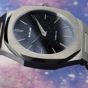 D1 Milano Ultra Thin Aventurine Black Dial Silver Steel Strap Watch for Men - D1-UTBJ29