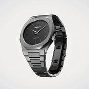 D1 Milano Ultra Thin Black Dial Gray Steel Strap Watch for Men - D1-UTBJ15