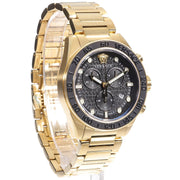 Versace Greca Dome Chronograph Black Dial Gold Steel Strap Watch for Men - VE6K00523