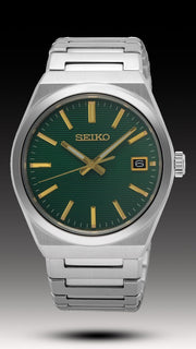 Seiko Conceptual Green Dial Silver Steel Strap Watch for Men - SUR601P1