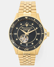 Maserati SFIDA Special Edition Automatic Black Dial Gold Steel Strap Watch for Men - R8823140012