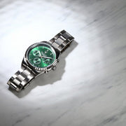 Maserati Competizione Chronograph Green Dial Silver Steel Strap Watch for Men - R8853100044