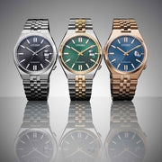 Citizen Tsuyosa 60 Automatic Blue Dial Rose Gold Steel Strap Watch for Men - NK0023-57L