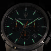 Maserati Successo Chronograph Green Dial Silver Steel Strap Watch for Men - R8873621043