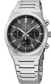 Seiko Conceptual Chronograph Grey Dial Silver Steel Strap Watch for Men - SSB455P1