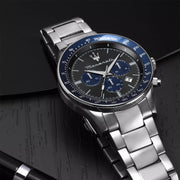 Maserati SFIDA Limited Edition Chronograph Grey Dial Silver Steel Strap Watch for Men - R8873640018