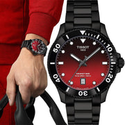 Tissot Seastar 1000 Red Dial Black Steel Strap Watch for Men - T120.410.33.421.00