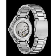 Citizen Mechanical Automatic Black Dial Silver Steel Strap Watch for Men - NJ0191-83E