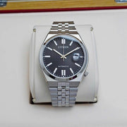 Citizen Tsuyosa 60 Automatic Black Dial Silver Steel Strap Watch for Men - NK0020-55E