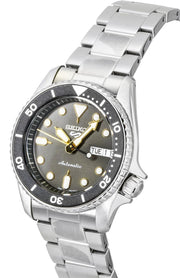 Seiko 5 Sports SKX Street Stonewash Black Dial Silver Steel Strap Watch for Men - SRPL79K1