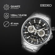 Seiko Conceptual White Dial Silver Steel Strap Watch for Men - SSB397P1