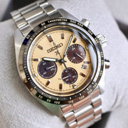Seiko Prospex Speedtimer Solar Chronograph Gold Dial Silver Steel Strap Watch for Men - SSC817