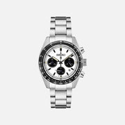 Seiko Prospex Speedtimer Solar Chronograph White Dial Silver Steel Strap Watch for Men - SSC813