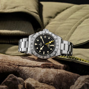Tudor Black Bay Pro Black Dial Silver Steel Strap Watch for Men - M79470-0001