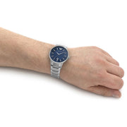 Emporio Armani Renato Blue Dial Silver Steel Strap Watch for Men - AR11180