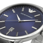 Emporio Armani Renato Blue Dial Silver Steel Strap Watch for Men - AR11180