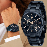 Maserati Attrazione Chronograph Blue Dial Blue Steel Strap Watch for Men - R8873626003