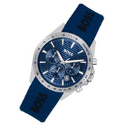 Hugo Boss Strike Chronograph Blue Dial Blue Rubber Strap Watch for Men - 1514239