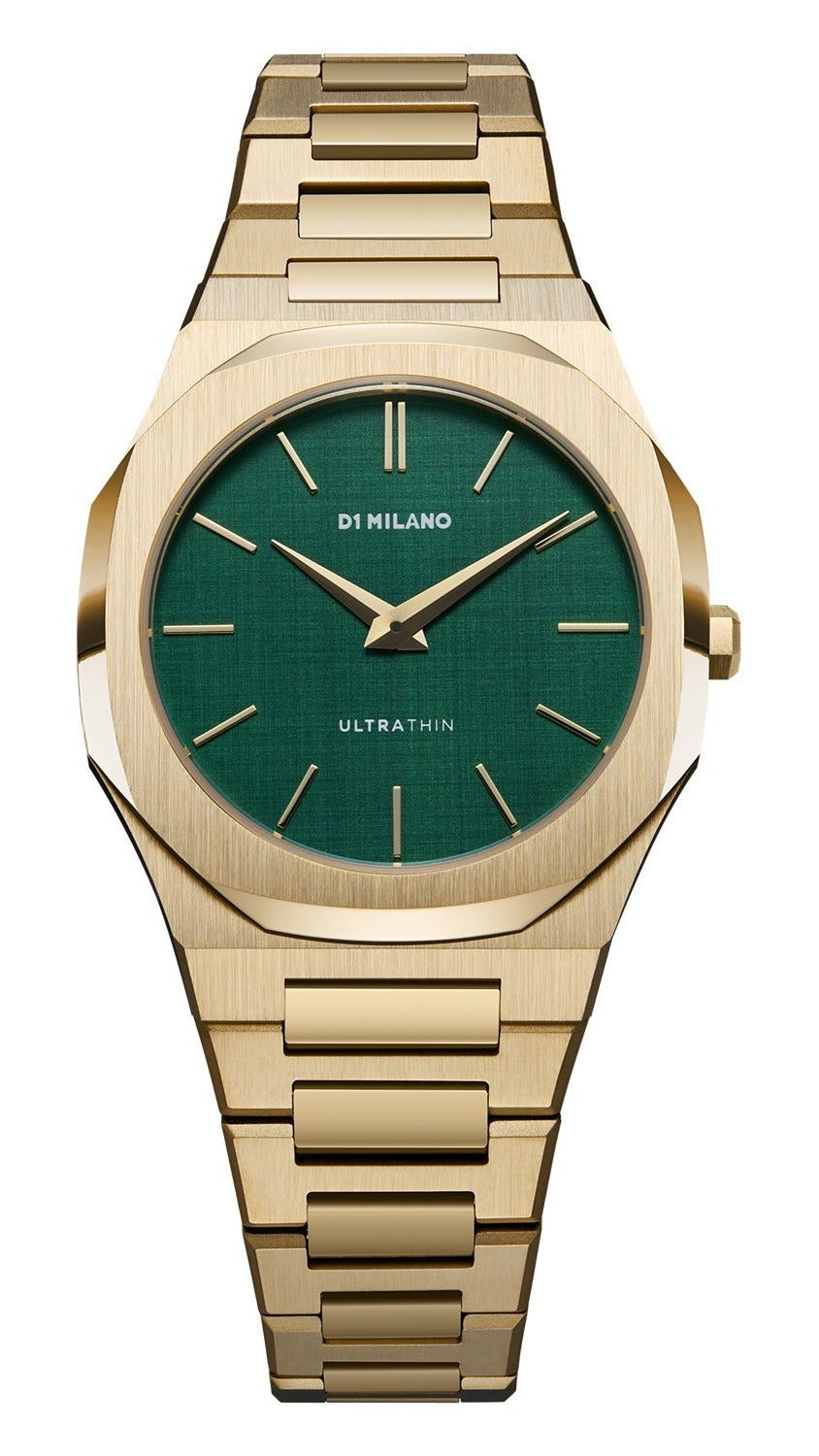 D1 Milano Ultra Thin Green Dial Gold Steel Strap Watch for Women - D1-UTBL18